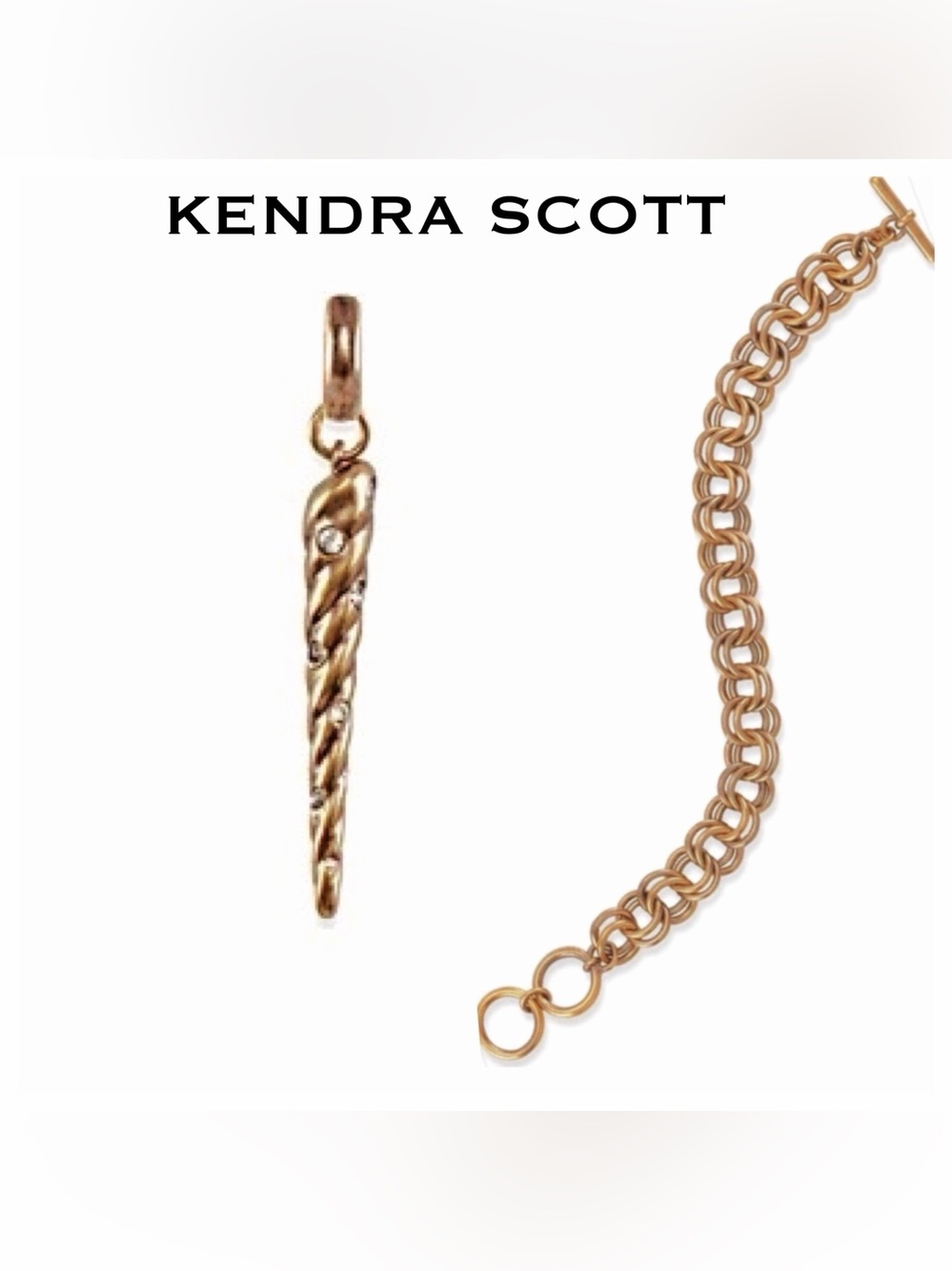 KENDRA SCOTT Double Link Toggle Bracelet w/Unicorn Horn Charm